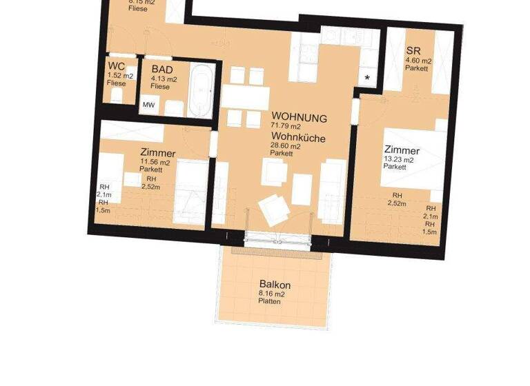 Wohnung zum Kauf - Erstbezug 489.000 € 3 Zimmer 71,8 m² 2. Geschoss Klederinger Straße 151 Wien 1100