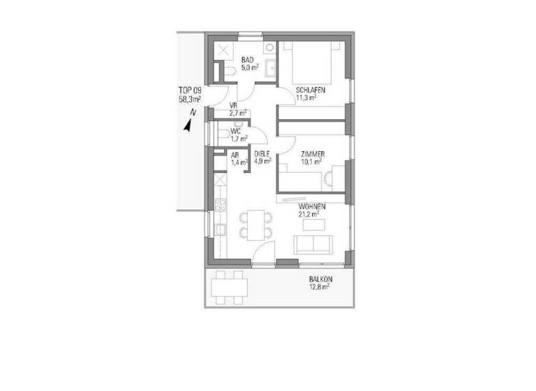 Wohnung zum Kauf - Erstbezug provisionsfrei 259.000 € 3 Zimmer 58,3 m² 2. Geschoss frei ab sofort Zirbenweg Kalsdorf bei Graz 8401