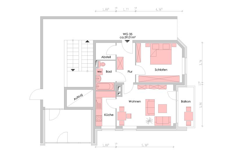 Wohnung zur Miete 739 € 2 Zimmer 59 m²<br/>Wohnfläche 1.<br/>Geschoss 01.04.2025<br/>Verfügbarkeit An der Windmühle 3 Wedel 22880