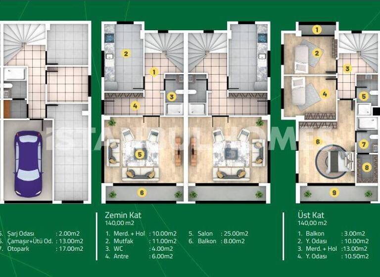 Doppelhaushälfte zum Kauf 407.000 € 5 Zimmer 212 m² 2.000 m² Grundstück Istanbul 34325