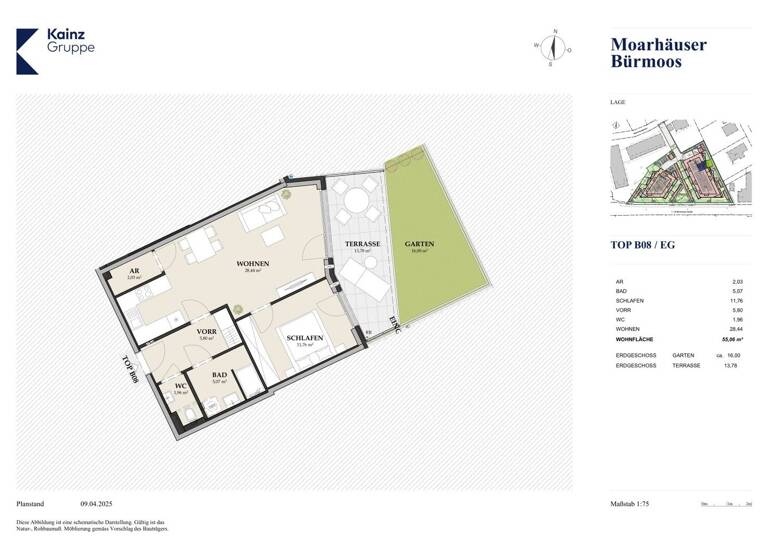 Wohnung zum Kauf - Erstbezug 254.000 € 2 Zimmer 55,1 m² EG Bürmoos 5111