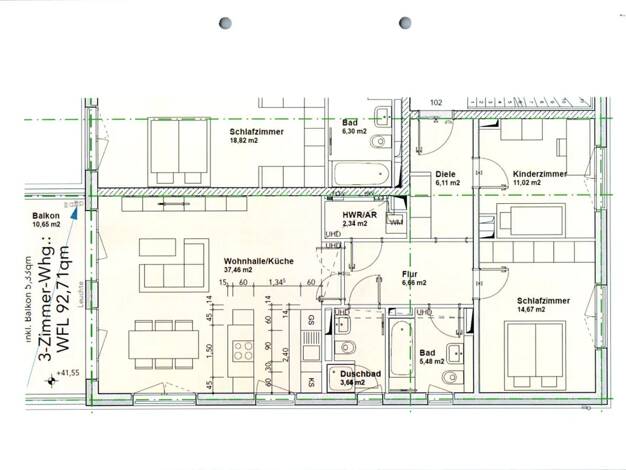 Wohnung zur Miete 1.437 € 3 Zimmer 92,7 m² frei ab sofort Wilhelm-Hoff-Straße 18 Adlershof Berlin 12489