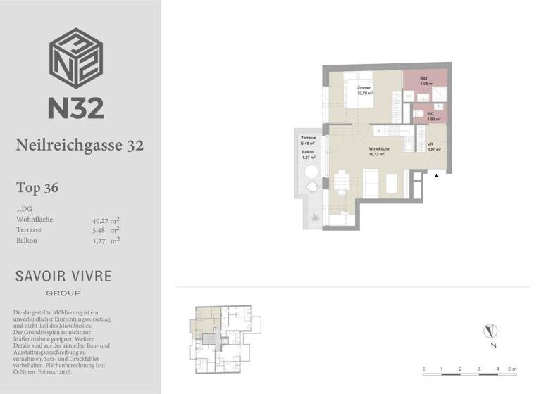 Studio zur Miete - Erstbezug 846 € 1 Zimmer 40,3 m² frei ab 01.05.2026 Wien,Favoriten 1100