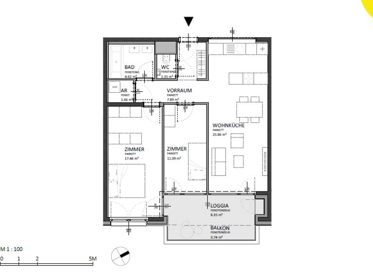 Wohnung zum Kauf 462.000 € 3 Zimmer 78,3 m² 4. Geschoss Josef-Deutsch-Strasse 5 Wien 1100