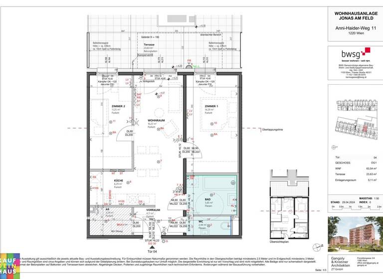 Wohnung zum Kauf - Erstbezug provisionsfrei 361.931 € 3 Zimmer 63,5 m² frei ab sofort Anni-Haider-Weg 11 Wien 1220