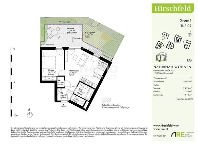 Wohnung zum Kauf - Erstbezug provisionsfrei 335.000 € 2 Zimmer 53 m² EG Wien 1210