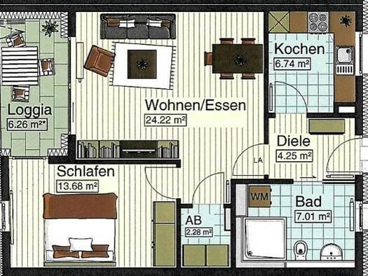 Wohnung zur Miete 810 € 2 Zimmer 60,7 m² frei ab 01.02.2027 Stadtmitte Neu-Ulm 89231