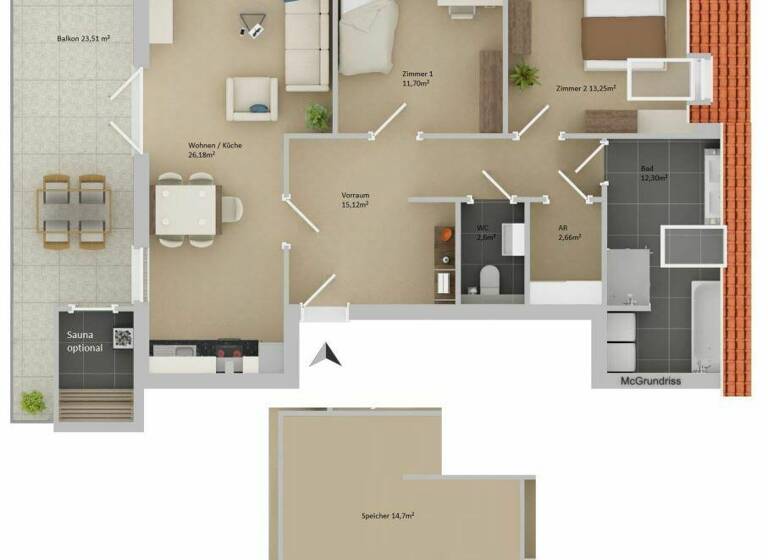 Wohnung zum Kauf - Erstbezug 307.000 € 3 Zimmer 98 m² 1. Geschoss Laßnitzhöhe 8301