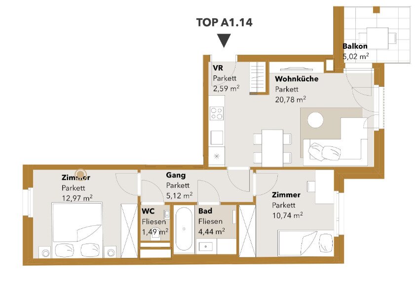 Wohnung zur Miete 1.325 € 3 Zimmer 58,1 m²<br/>Wohnfläche 3.<br/>Geschoss Wien 1120