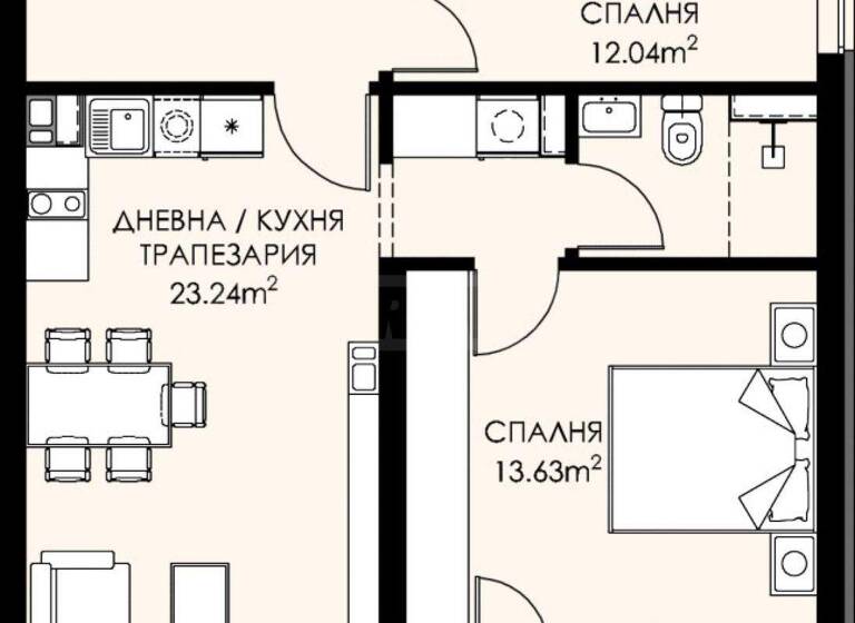 Studio zum Kauf 173.700 € 2 Zimmer 94,7 m² Sofia