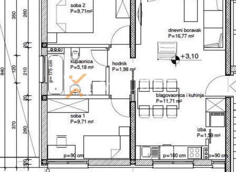 Wohnung zum Kauf 325.000 € 3 Zimmer 77 m² 1. Geschoss Diklo - Puntamika
