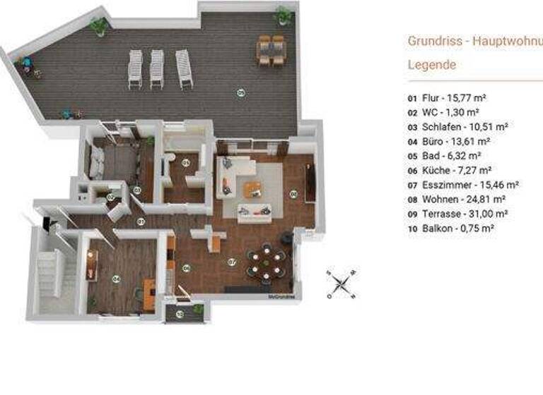 Penthouse zum Kauf 770.000 € 5 Zimmer 209 m² 2. Geschoss Leinfelden Leinfelden-Echterdingen / Leinfelden 70771
