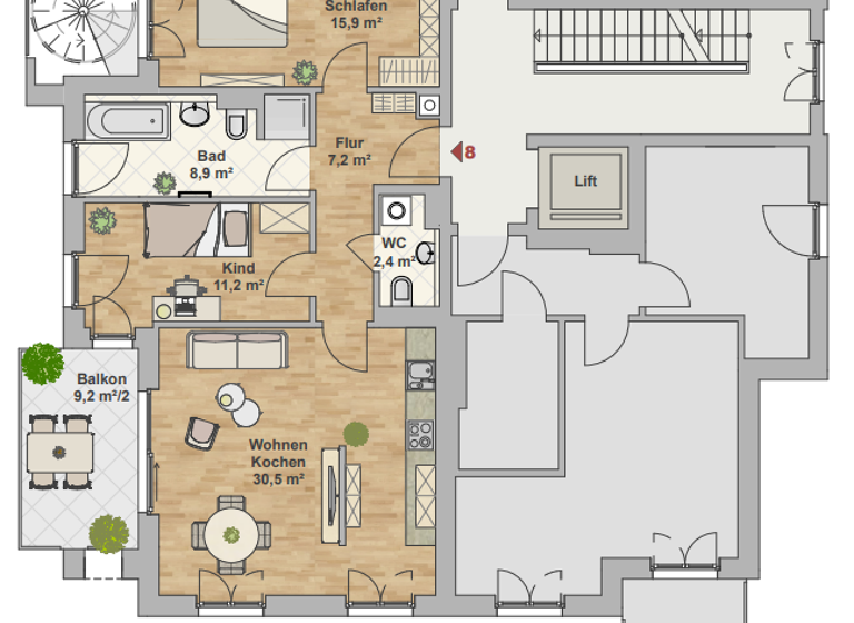 Wohnung zum Kauf provisionsfrei 644.000 € 3 Zimmer 80,7 m²<br/>Wohnfläche 2.<br/>Geschoss Kleinzschachwitz Dresden 01259