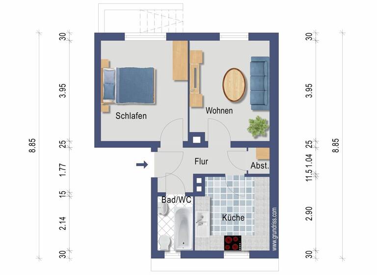 Wohnung zum Kauf 165.000 € 2 Zimmer 46,3 m² 2. Geschoss Waldkirch 79183