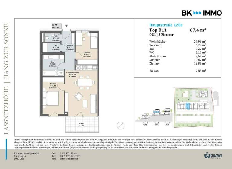 Wohnung zum Kauf - Erstbezug 325.000 € 3 Zimmer 67,4 m² 1. Geschoss Hauptstraße Laßnitzhöhe 8301