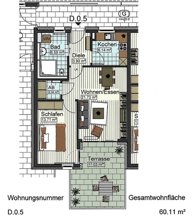 Wohnung zur Miete 720 € 2 Zimmer 60,1 m² EG frei ab sofort Stadtmitte Neu-Ulm 89231