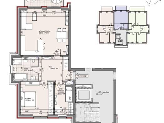 Wohnung zur Miete 1.356 € 2,5 Zimmer 91,3 m² 1. Geschoss Behnsrade 8 Lohbrügge Hamburg 21031