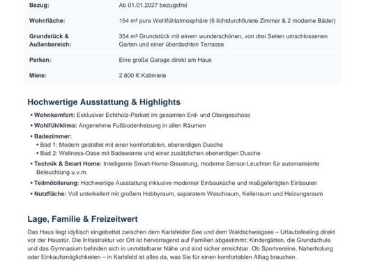 Einfamilienhaus zur Miete 2.800 € 5 Zimmer 154 m² 354 m² Grundstück frei ab sofort Zugspitzstraße Karlsfeld 85757