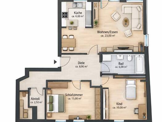 Wohnung zur Miete 560 € 3 Zimmer 75,5 m² frei ab sofort Ilmenau Ilmenau 98693