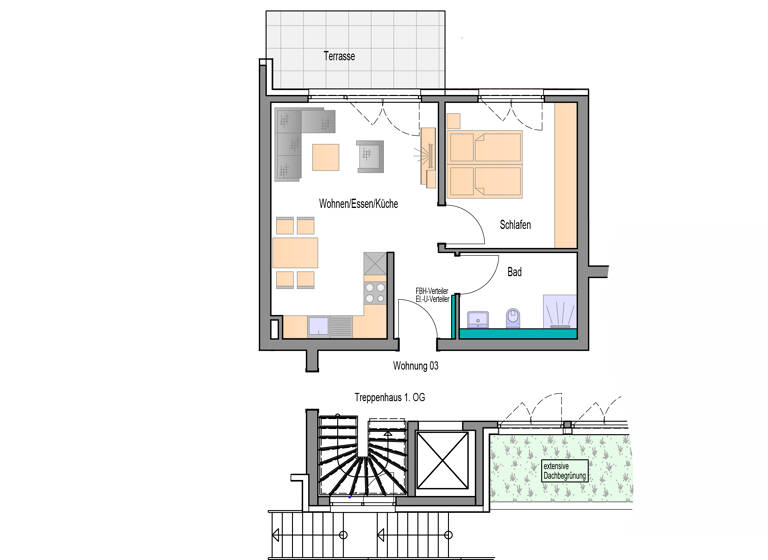 Wohnung zum Kauf - Neubau provisionsfrei 297.500 € 2 Zimmer 52,6 m²<br/>Wohnfläche 1.<br/>Geschoss Badstraße 12 Aidlingen Aidlingen 71134