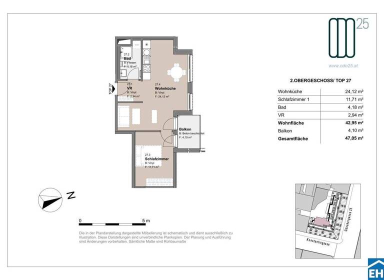 Wohnung zur Miete - Erstbezug 789 € 2 Zimmer 43 m² 2. Geschoss frei ab 01.07.2026 Odoakergasse 25 Wien 1160