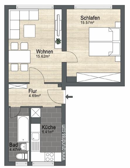 Wohnung zur Miete 305 € 2 Zimmer 47 m²<br/>Wohnfläche 6.<br/>Geschoss Meerane Meerane 08393