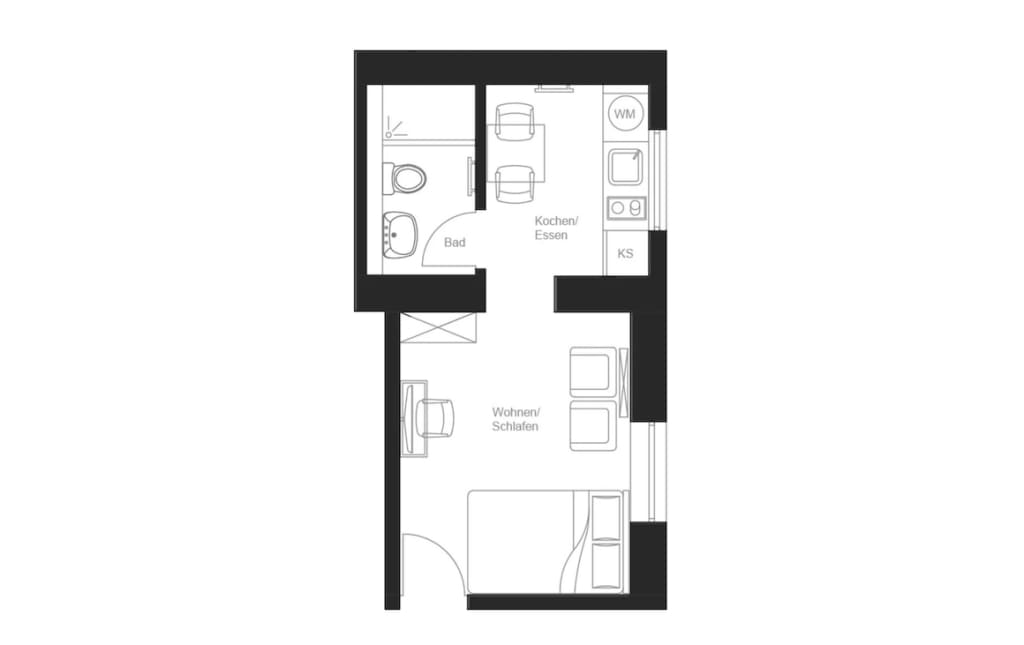 Wohnung zur Miete Wohnen auf Zeit 1.050 € 1 Zimmer 24 m²<br/>Wohnfläche 01.01.2025<br/>Verfügbarkeit Wehrhofstraße Rödelheim Frankfurt am Main 60489