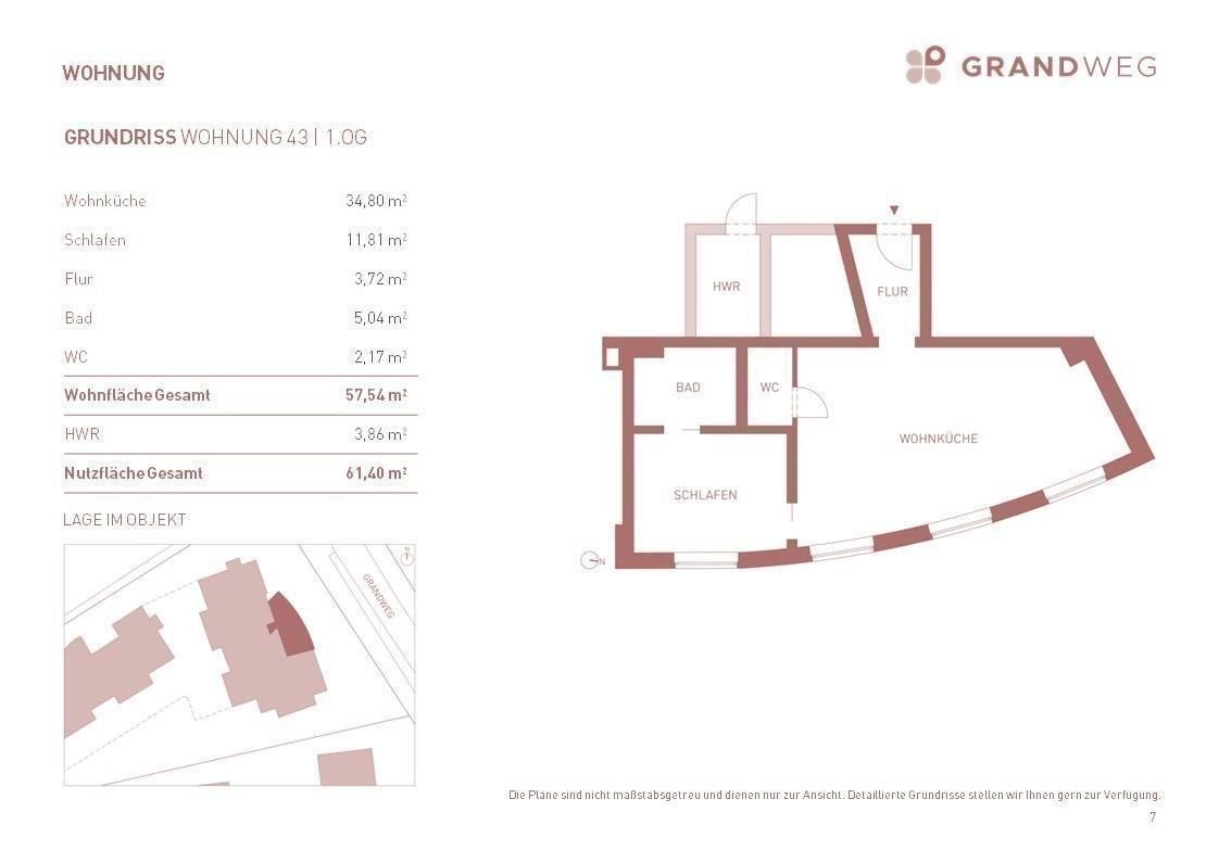 Wohnung zum Kauf provisionsfrei 420.000 € 2 Zimmer 57,5 m²<br/>Wohnfläche 1.<br/>Geschoss ab sofort<br/>Verfügbarkeit Grandweg 92 Lokstedt Hamburg 22529