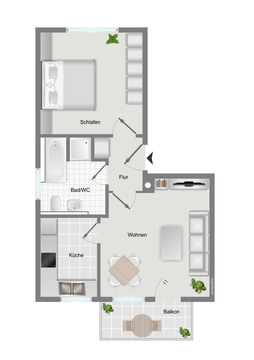 Wohnung zum Kauf 184.000 € 2 Zimmer 48 m²<br/>Wohnfläche Untermeitingen Untermeitingen 86836