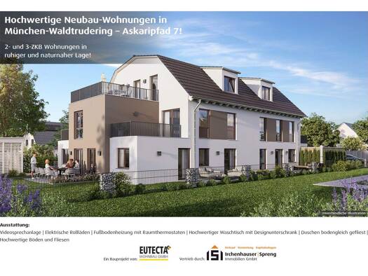 Wohnung zur Miete - Erstbezug 2.050 € 3 Zimmer 90,8 m² EG frei ab 01.03.2026 Askaripfad 7 Trudering-Riem München-Trudering 81827