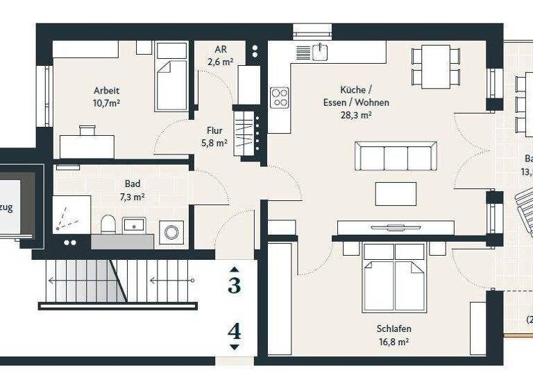 Wohnung zur Miete - Erstbezug 1.490 € 3 Zimmer 78 m² Geschoss 1/3 frei ab 01.03.2026 Eigenes Heim Fürth 90766