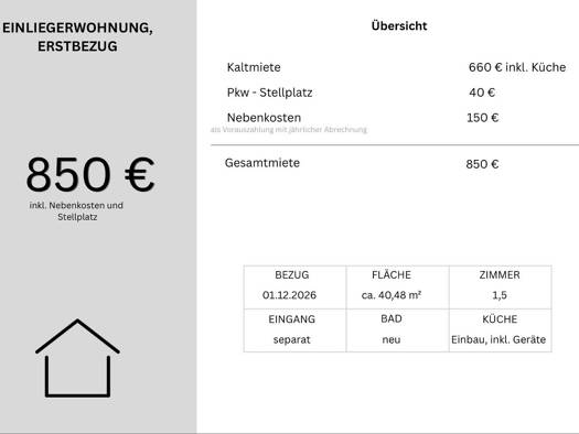 Wohnung zur Miete 700 € 1,5 Zimmer 40 m² frei ab 01.12.2026 Haiterbach Haiterbach 72221