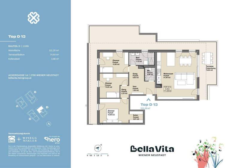 Wohnung zum Kauf provisionsfrei 519.900 € 4 Zimmer 111,2 m² 2. Geschoss Ackergasse 14 Wiener Neustadt 2700