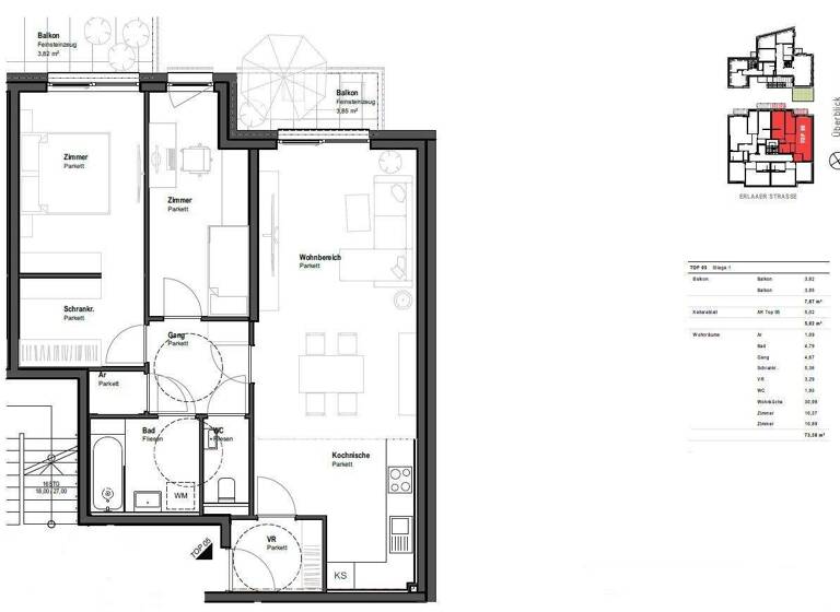 Wohnung zum Kauf - Erstbezug 511.000 € 3 Zimmer 73,4 m² 1. Geschoss frei ab sofort Wien 1230
