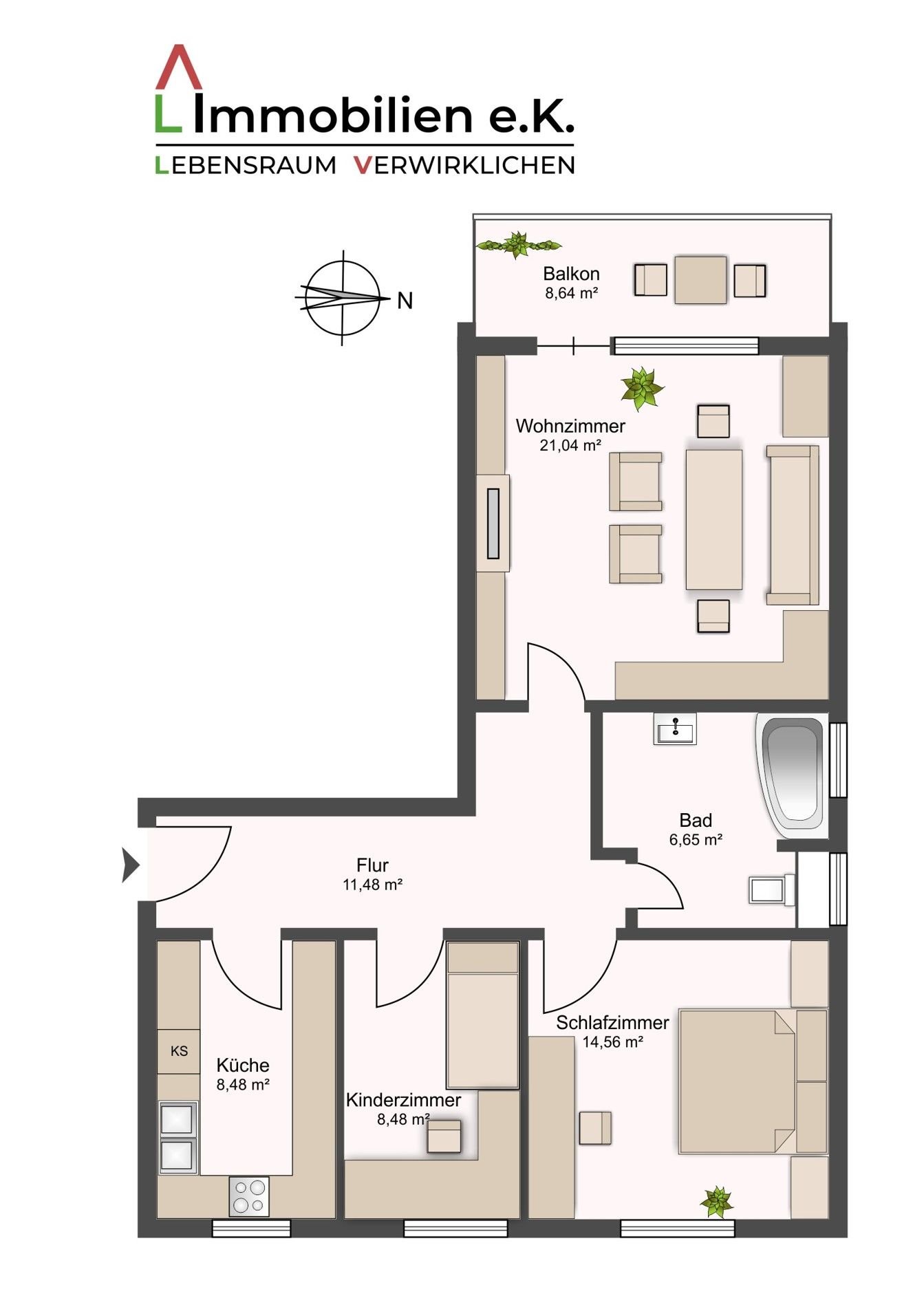 Wohnung zum Kauf 270.000 € 3 Zimmer 71 m²<br/>Wohnfläche Pflugfelden Ludwigsburg 71636