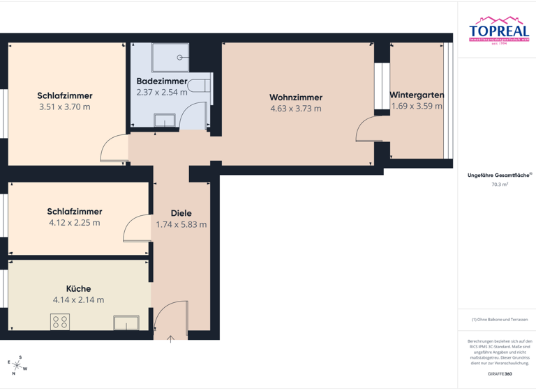 Wohnung zum Kauf 189.000 € 3 Zimmer 72 m² Untereisenfeld Wels 4600