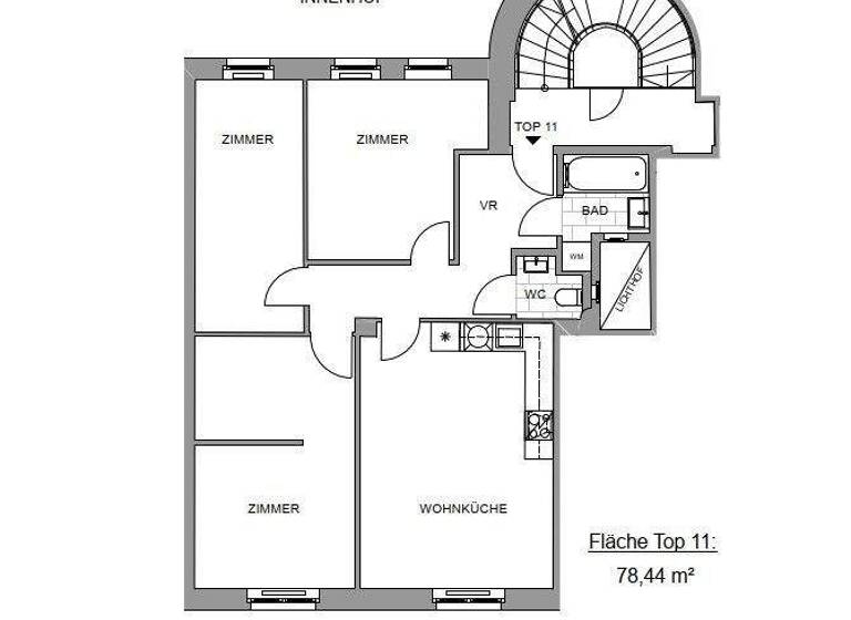Wohnung zur Miete 1.544 € 4 Zimmer 78,4 m² 5. Geschoss Wien 1010
