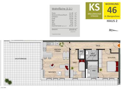 Penthouse zur Miete - Erstbezug 2.600 € 3 Zimmer 103,9 m² 4. Geschoss frei ab sofort Köln 50968