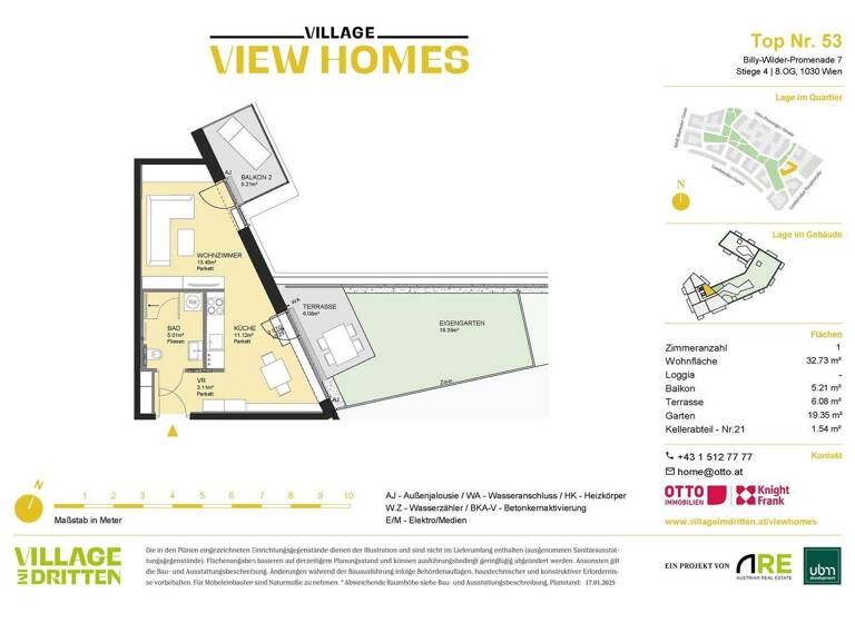 Studio zum Kauf - Erstbezug 369.000 € 1 Zimmer 32,7 m² 8. Geschoss Wien 1030