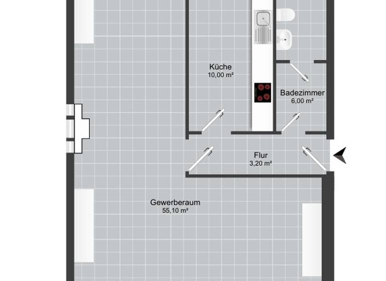Bürofläche zur Miete 550 € 74 m² Bürofläche Heidestraße 34 Sudenburg Magdeburg 39112