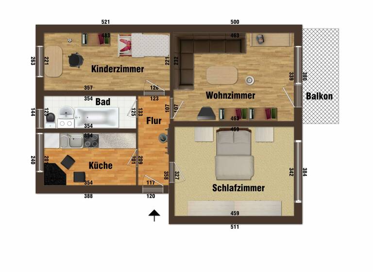 Wohnung zur Miete 323 € 3 Zimmer 58,7 m² 3. Geschoss Am Lerchenbühl 38 Saalfeld Saalfeld/Saale 07318