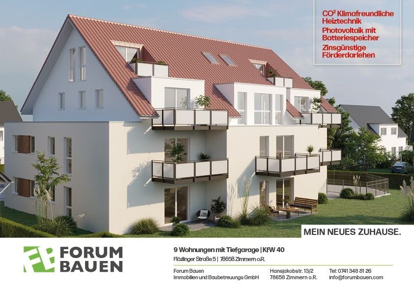 Terrassenwohnung zum Kauf provisionsfrei 512.800 € 4,5 Zimmer 106,5 m²<br/>Wohnfläche EG<br/>Geschoss Flözlingerstraße 5 Zimmern Zimmern ob Rottweil 78658