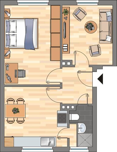 Wohnung zur Miete 309 € 2 Zimmer 45,7 m² 1. Geschoss Werftstraße 129 Bant Wilhelmshaven 26382