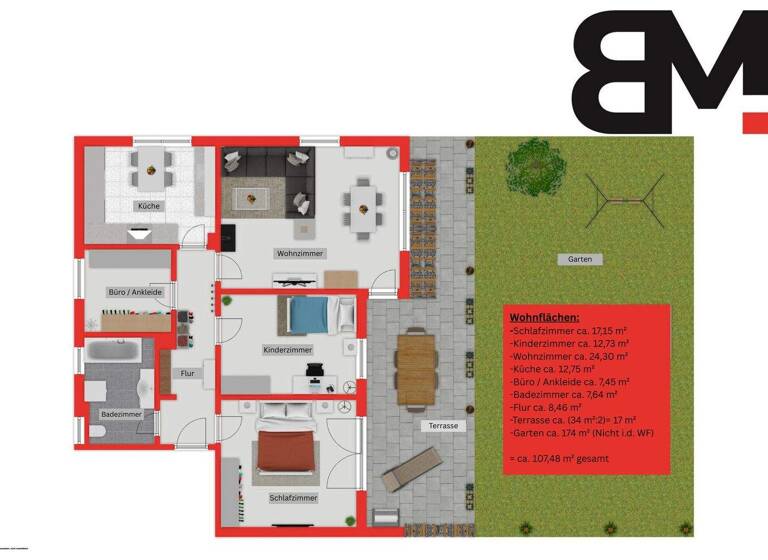 Wohnung zum Kauf 485.000 € 3,5 Zimmer 107,5 m² EG Mering 86415