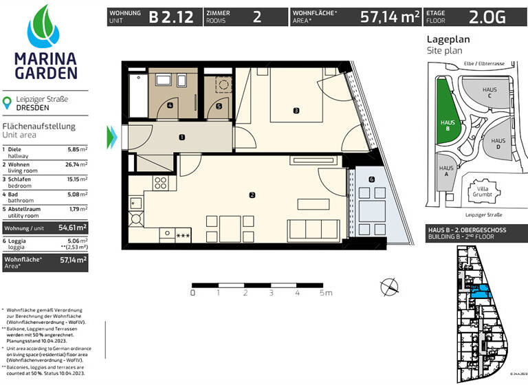 Wohnung zur Miete 1.257 € 2 Zimmer 57,1 m²<br/>Wohnfläche 2.<br/>Geschoss ab sofort<br/>Verfügbarkeit Leipziger Str. 35 b Leipziger Vorstadt Dresden 01097