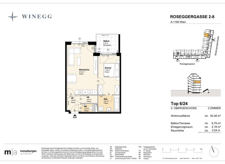 Wohnung zum Kauf - Erstbezug 339.400 € 2 Zimmer 50,5 m² 3. Geschoss Roseggergasse 2-8 Wien 1160