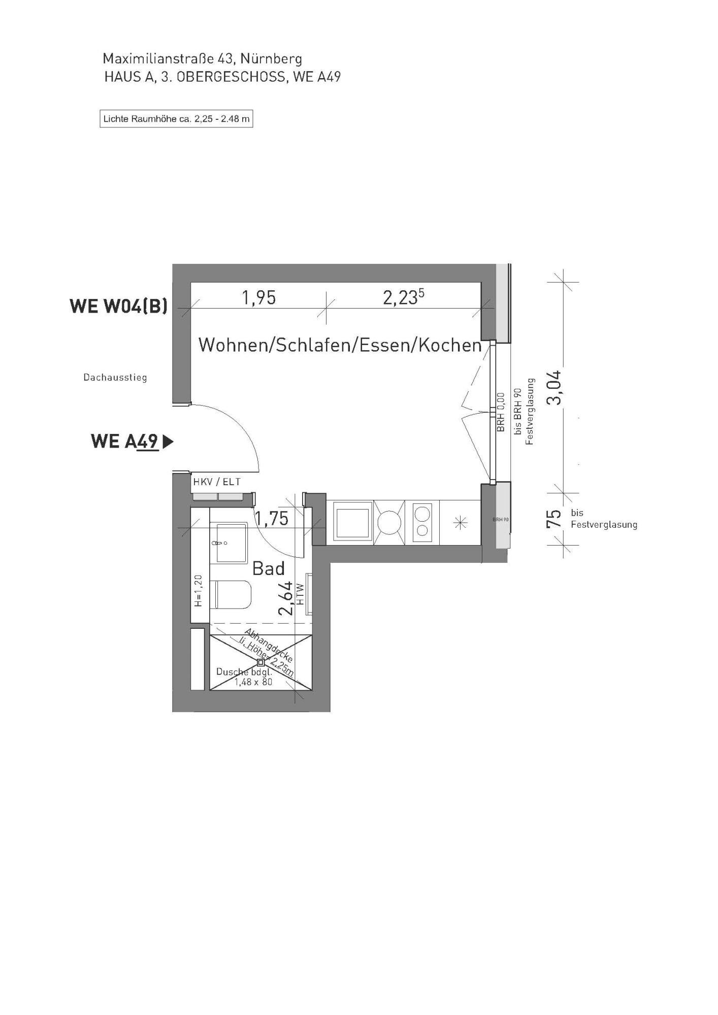 Studio zur Miete 470 € 1 Zimmer 19 m²<br/>Wohnfläche 3.<br/>Geschoss ab sofort<br/>Verfügbarkeit Maximilianstraße 43 Bärenschanze Nürnberg 90429