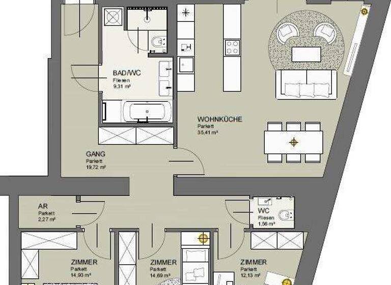 Wohnung zur Miete 2.484 € 4 Zimmer frei ab sofort Wien 1030