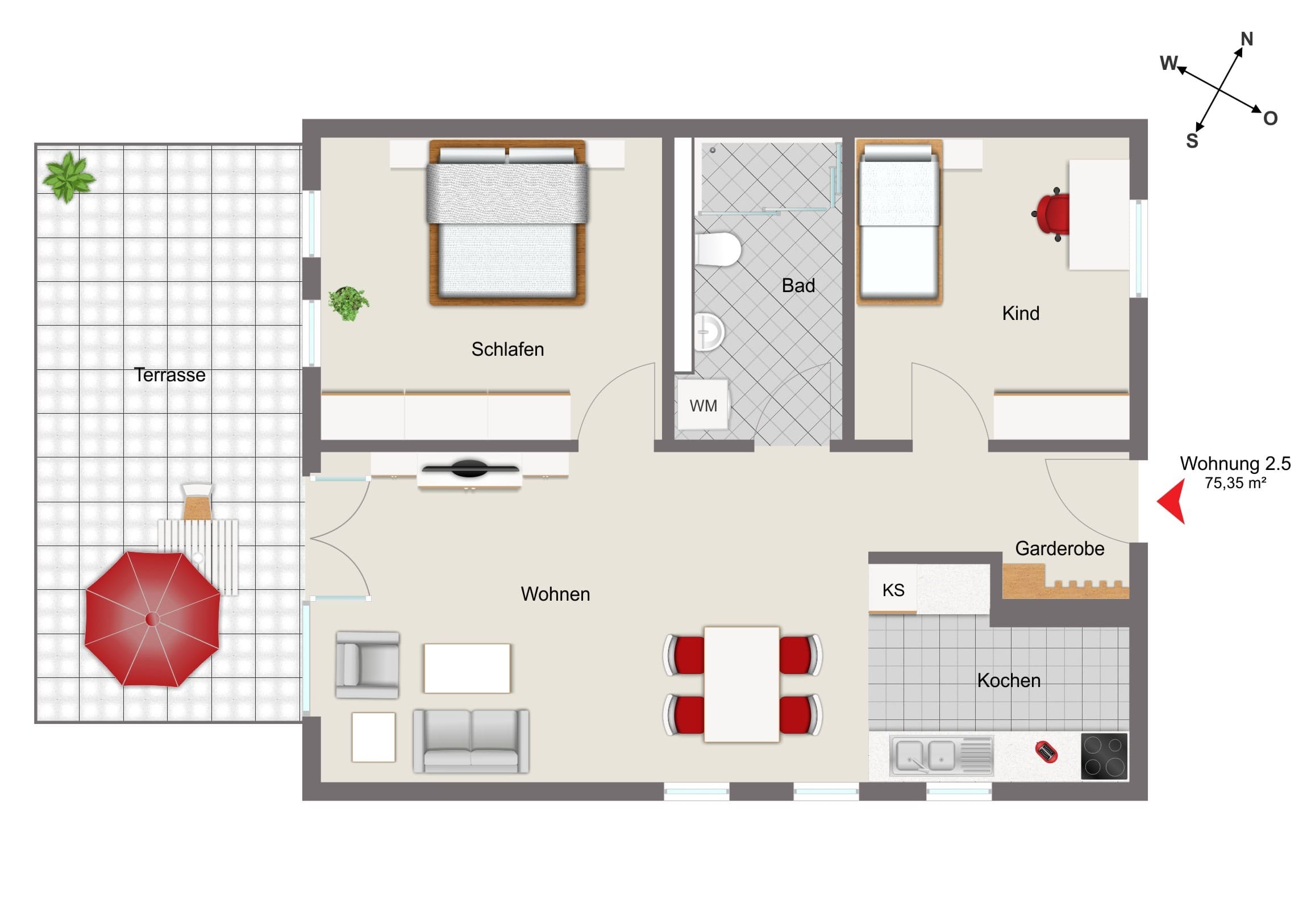 Wohnung zum Kauf provisionsfrei 372.900 € 3 Zimmer 75,4 m²<br/>Wohnfläche ab sofort<br/>Verfügbarkeit Saal Saal 93342