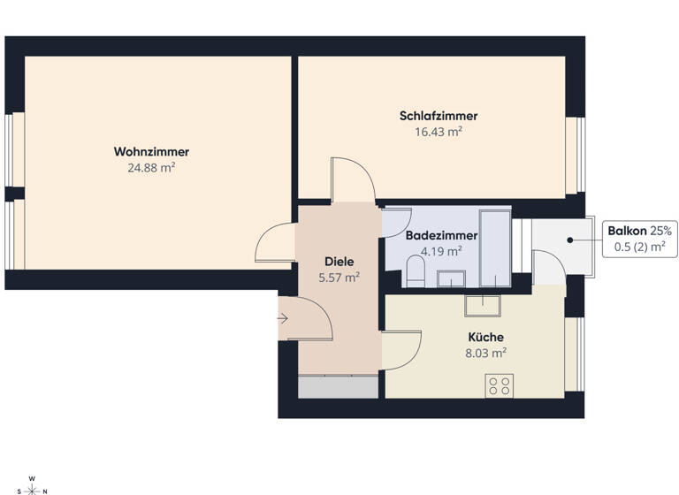 Wohnung zur Miete 444 € 2 Zimmer 60,5 m² 1. Geschoss Lehe Bremerhaven 27568